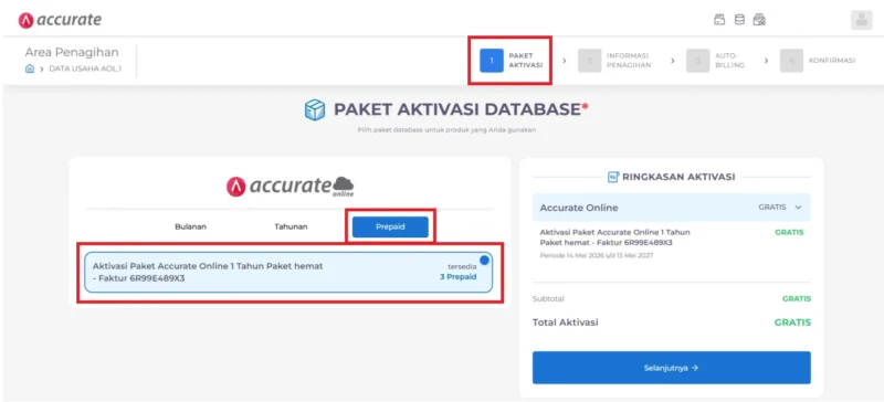 Aktivasi Database Accurate Online