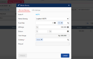 Membuat Retur Penjualan Dari Faktur Dengan Kuantitas Sebagian