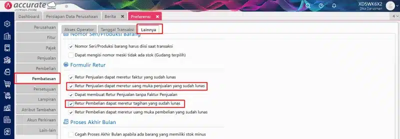 Mengembalikan uang muka penjualan atau pembelian
