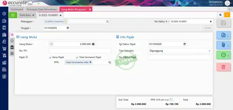 Mengembalikan uang muka penjualan atau pembelian