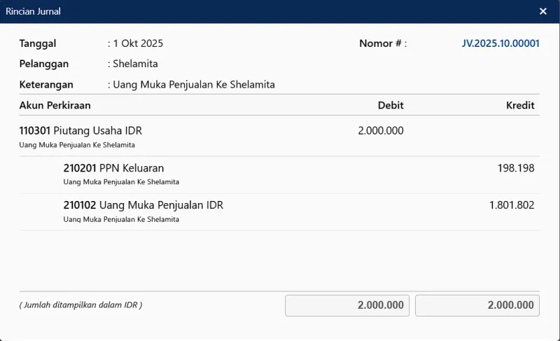 Mengembalikan uang muka penjualan atau pembelian