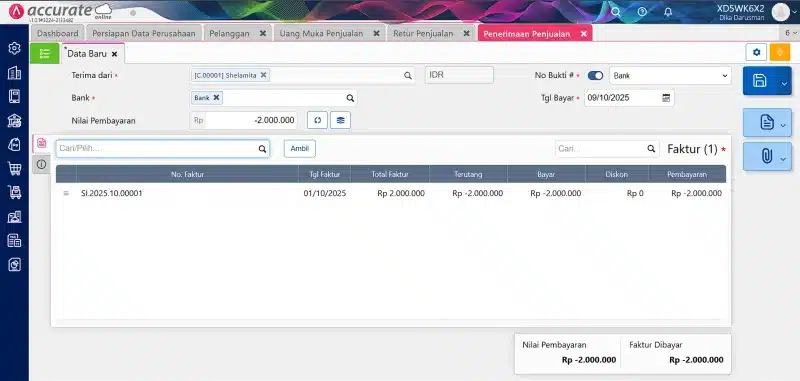 Mengembalikan uang muka penjualan atau pembelian