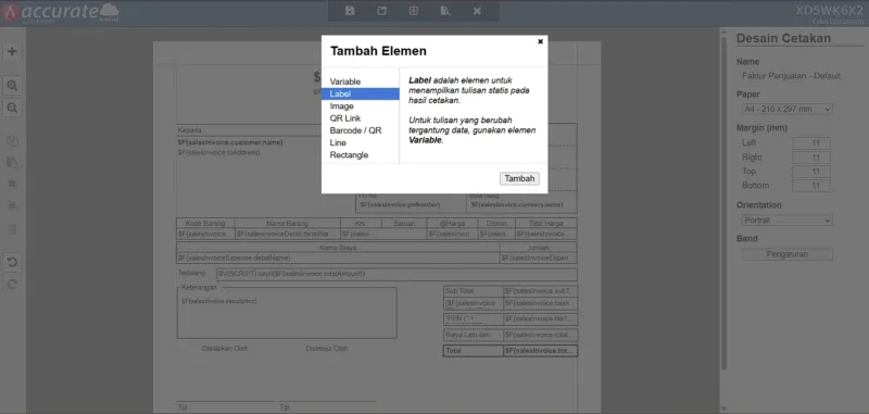 Menampilkan Satuan Barang pada Desain Cetakan Faktur Penjualan