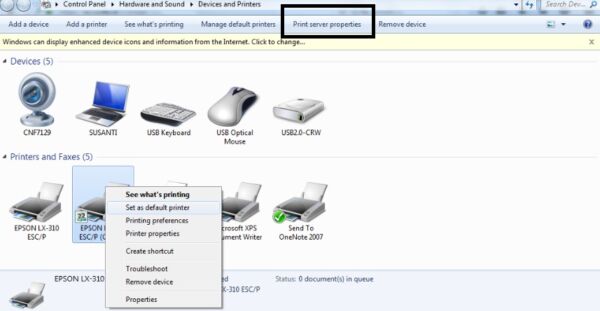 Pengaturan Printer Dot Matrix LX-300 dan LX-310